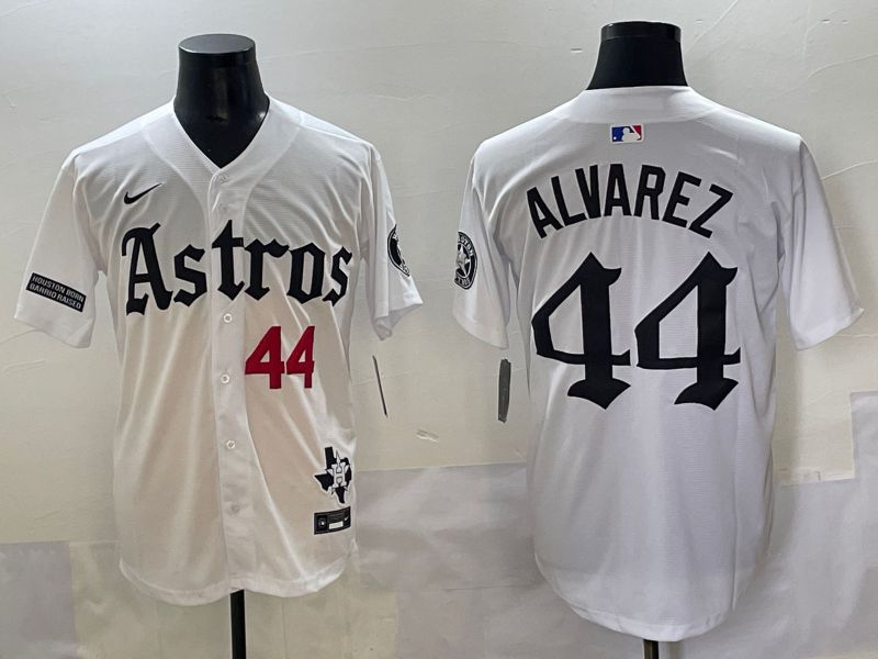Men 2025 Houston Astros #44 Alvarez White Five generations Joint Name Nike MLB Jersey style 5